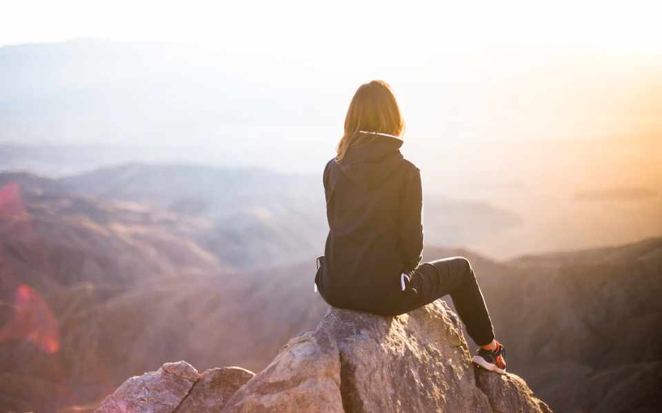 sitting on mountain